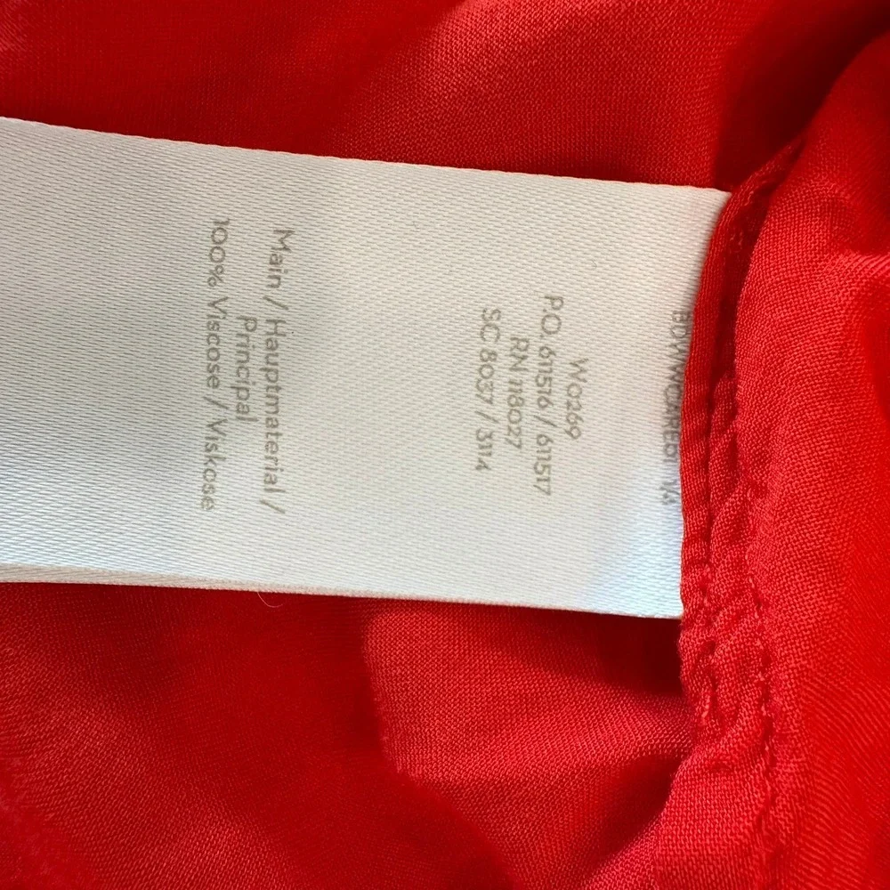 Boden Red Ruffle Collar Tie Neck Long Sleeve Blouse US 4 UK 8 W0269